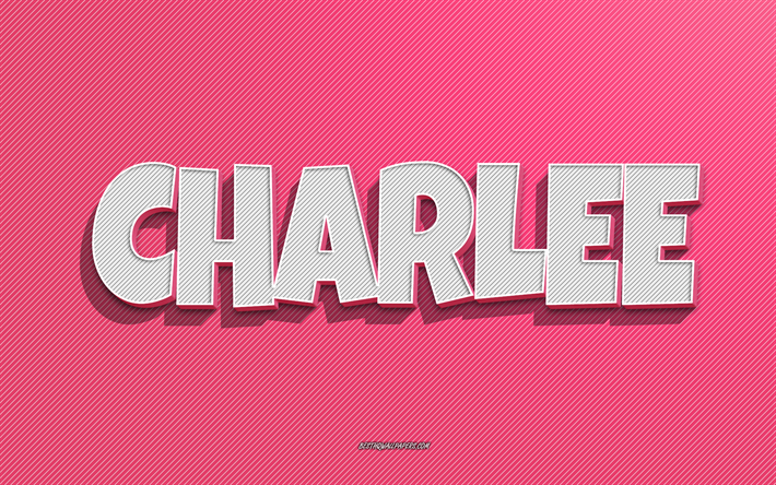 charlee, sfondo rosa linee, sfondi con nomi, nome charlee, nomi femminili, biglietto di auguri charlee, grafica al tratto, foto con nome charlee