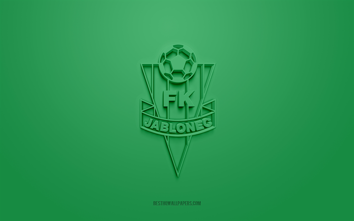 FK Jablonec, creative 3D logo, green background, Czech First League, 3d emblem, Czech football club, Jablonec nad Nisou, Czech Republic, 3d art, football, FK Jablonec 3d logo