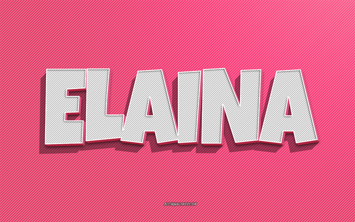 Elaina, pink lines background, wallpapers with names, Elaina name, female names, Elaina greeting card, line art, picture with Elaina name