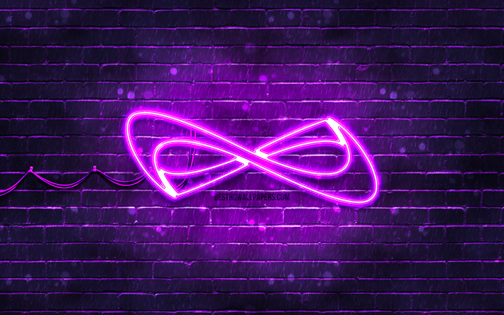 logotipo violeta de nfinity athletic, 4k, pared de ladrillo violeta, logotipo de nfinity athletic, marcas, logotipo de ne&#243;n de nfinity athletic, nfinity athletic