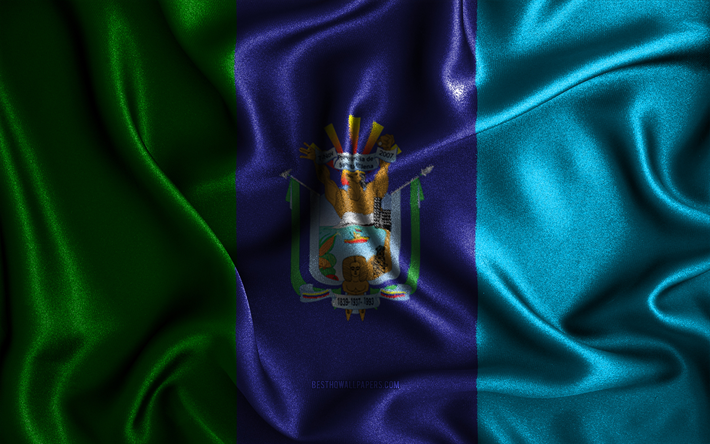 santa elena flagge, 4k, gewellte seidenflaggen, ecuadorianische provinzen, tag von santa elena, stoffflaggen, flagge von santa elena, 3d-kunst, santa elena, provinzen von ecuador, santa elena 3d-flagge, ecuador