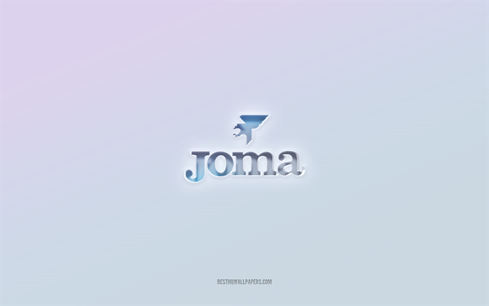 joma logotyp, utskuren 3d text, vit bakgrund, joma 3d logotyp, joma emblem, joma, pr&#228;glad logotyp, joma 3d emblem
