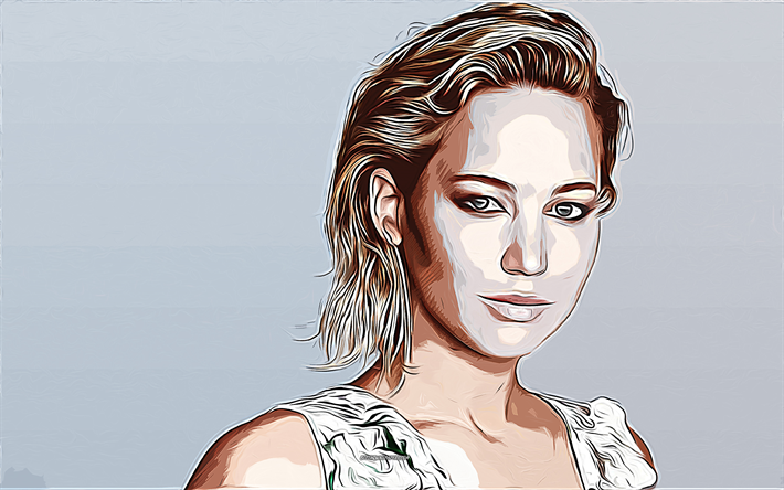 Jennifer Lawrence, 4k, vector art, Jennifer Lawrence drawing, creative art, Jennifer Lawrence art, vector drawing, Jennifer Lawrence portrait
