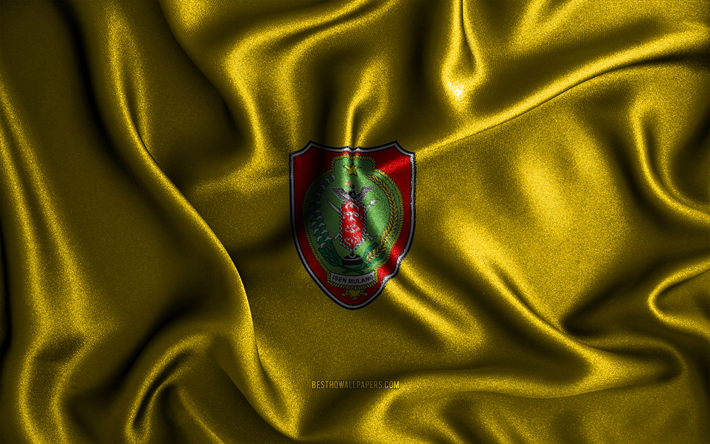 keski-kalimantanin lippu, 4k, silkki aaltoilevat liput, indonesian maakunnat, keski-kalimantanin p&#228;iv&#228;, kangasliput, 3d-taide, keski-kalimantan, aasia, keski-kalimantanin 3d-lippu, indonesia