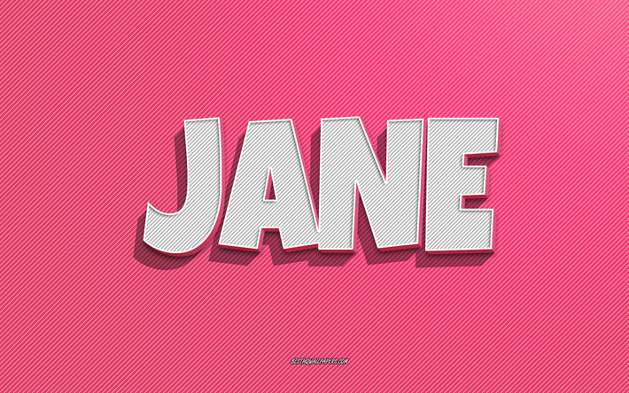 ジェーン, ピンクの線の背景, 名前の壁紙, ジェーンの名前, 女性の名前, ジェーングリーティングカード, 線画, ジェーンの名前の写真