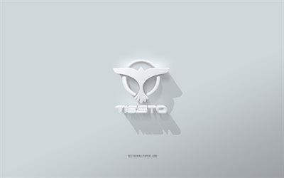 شعار tiesto, خلفية بيضاء, شعار tiesto 3d, فن ثلاثي الأبعاد, تيستو, 3d شعار تيستو
