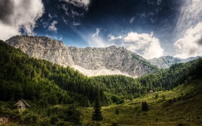 Alpes, 4k, o pico da montanha, HDR, &#193;ustria