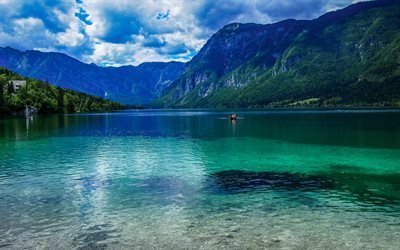 Slovenien, berg, sommar, sj&#246;n, fantastisk natur
