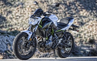 Kawasaki Z650, 2019, ulkoa, näkymä edestä, sport moottoripyörät, uusi hopea Z650, japanilaiset moottoripyörät, Kawasaki