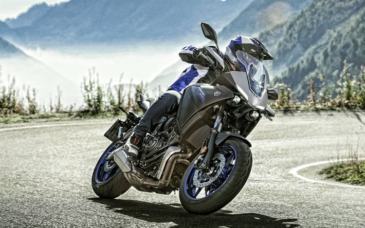 Yamaha Traceur 700, 2020, vue de face, &#224; l&#39;ext&#233;rieur, bleu nouveau Traceur de 700, japonais de motos, Yamaha