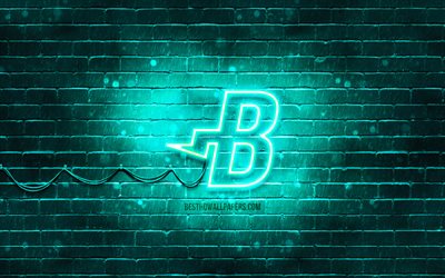 Burstcoin turchese logo, 4k, turchese, brickwall, Burstcoin logo, cryptocurrency, Burstcoin neon logo, cryptocurrency segni, Burstcoin