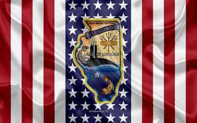 USS Illinois Emblem, SSN-786, Amerikanska Flaggan, US Navy, USA, USS Illinois Badge, AMERIKANSKA krigsfartyg, Emblem av USS Illinois