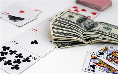 poker, spela kort, bakgrund med kort, pengar, amerikanska dollar, poker kort