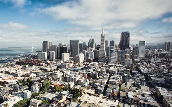 San Francisco, la Transamerica Pyramid, 555 California Street, Salesforce Torre, 181 a Fremont Street, grattacieli, edifici moderni, California, USA