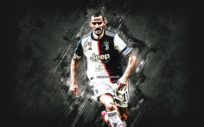 Leonardo Bonucci, Juventus FC, Italian jalkapalloilija, muotokuva, harmaa kivi tausta, Sarja, Italia, Bonucci Juventus