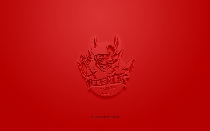 Brian&#231;on Red Devils, logo 3D cr&#233;atif, fond rouge, embl&#232;me 3d, &#233;quipe de France de hockey sur glace, Ligue Magnus, Brian&#231;on, France, art 3d, hockey, logo 3d de Brian&#231;on Red Devils