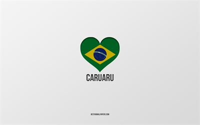 カルアル大好き, ブラジルの都市, 灰色の背景, カルアル, ブラジル, ブラジルの国旗のハート, 好きな都市, カルアルが大好き