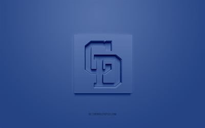 Chunichi Dragons, yaratıcı 3D logo, mavi arka plan, 3d amblem, Japon beyzbol kul&#252;b&#252;, Japon Beyzbol Ligi, Nagoya, Japonya, 3d sanat, beyzbol, Chunichi Dragons 3d logosu