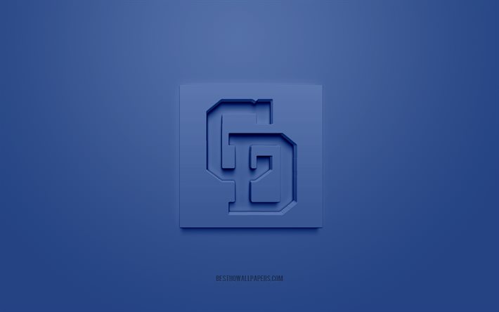 Chunichi Dragons, creative 3D logo, blue background, 3d emblem, Japanese baseball club, Japanese Baseball League, Nagoya, Japan, 3d art, baseball, Chunichi Dragons 3d logo