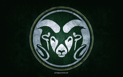 Colorado State Rams, amerikkalaisen jalkapallon joukkue, vihre&#228; tausta, Colorado State Rams -logo, grunge art, NCAA, amerikkalainen jalkapallo, USA, Colorado State Rams -tunnus