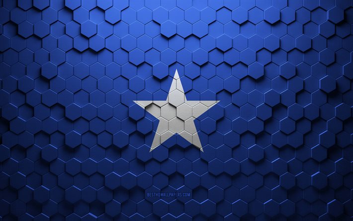 Flag of Somalia, honeycomb art, Somalia hexagons flag, Somalia, 3d hexagons art, Somalia flag