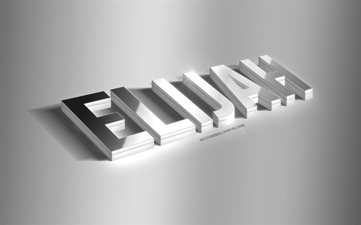 Elia, hopeinen 3D-taide, harmaa tausta, taustakuvat, joissa on nimet, Elian nimi, Elijah-onnittelukortti, 3D-taide, kuva Elian nimell&#228;