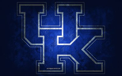 Kentucky Wildcats, Amerikan futbol takımı, mavi arka plan, Kentucky Wildcats logosu, grunge art, NCAA, Amerikan futbolu, ABD, Kentucky Wildcats amblemi