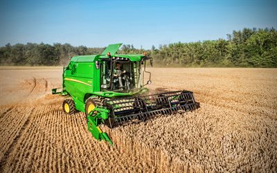 ジョンディアW330 Gen 2, 4k, コンバインハーベスター, 2021年の組み合わせ, 小麦の収穫, 収穫の概念, 農業の概念, ディア・アンド・カンパニー