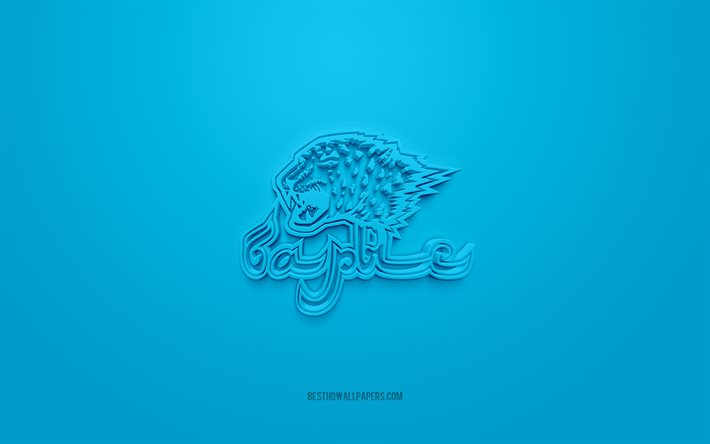Barys Nur-Sultan, kreativ 3D-logotyp, bl&#229; bakgrund, KHL, 3d emblem, Kazakstan hockeyklubb, Kontinental Hockey League, Nur-Sultan, Kazakstan, 3d konst, hockey, Barys Nur-Sultan 3d logotyp