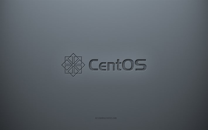 Logo CentOS, fond cr&#233;atif gris, embl&#232;me CentOS, texture en papier gris, CentOS, fond gris, logo CentOS 3d