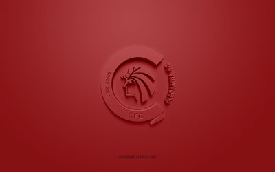 Ceramica Kleopatra FC, yaratıcı 3D logo, bordo arka plan, 3d amblem, Mısır futbol kul&#252;b&#252;, Mısır Premier Ligi, Giza, Mısır, 3d sanat, futbol, Ceramica Kleopatra FC 3d logosu