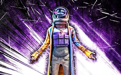 4k, Astro Jack, grunge art, Fortnite Battle Royale, Fortnite karakt&#228;rer, Astro Jack Skin, violetta abstrakta str&#229;lar, Fortnite, Astro Jack Fortnite