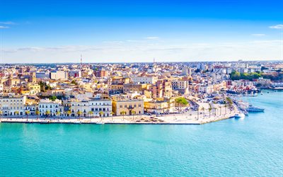 4k, Brindisi, summer, skyline cityscapes, italian cities, embankment, Italy, Europe, cityscapes, cities of Italy, Brindisi Italy