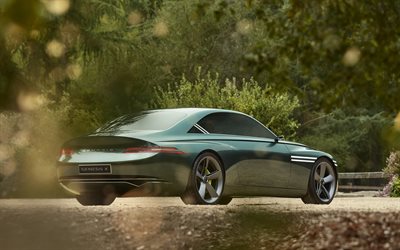 2021, Genesis X Concept, vista posteriore, esterno, coup&#233; di lusso, nuova Genesis X verde, auto coreane, Genesis