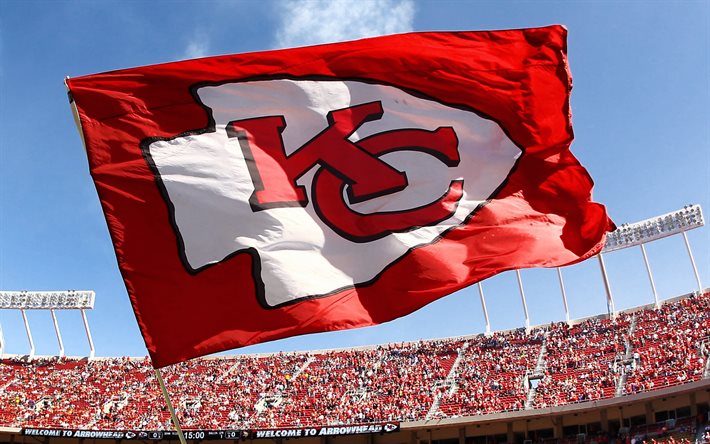 Kansas City Chiefsin lippu, NFL, Arrowhead Stadium, Kansas City, USA, Kansas City Chiefs, amerikkalainen jalkapallo