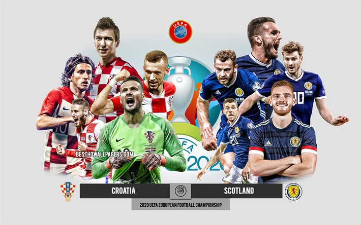 Croatia vs Scotland, UEFA Euro 2020, Preview, promotional materials, football players, Euro 2020, football match, Croatia national football team, Scotland national football team