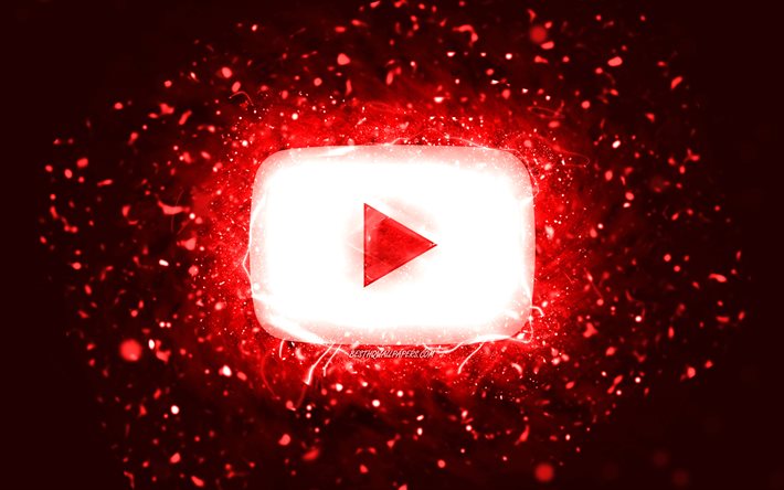 Youtube red logo, 4k, red neon lights, social network, creative, red abstract background, Youtube logo, Youtube
