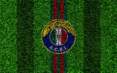 Audax Club Sportivo Italiano, 4k, el logotipo, el c&#233;sped de textura, el Chileno club de f&#250;tbol, f&#250;tbol de c&#233;sped, verde rojo l&#237;neas, emblema, Santiago de Chile, Chile, Chile Primera Divisi&#243;n, f&#250;tbol, Audax Italiano FC
