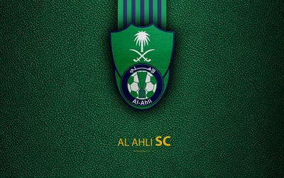 al ahli sc, 4k, saudi-fu&#223;ball-club, leder textur, logo, saudi professional league, jeddah, saudi-arabien, fu&#223;ball, al-ahli saudi-fc