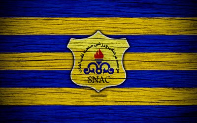 4k, Sanat Naft FC, logo, Persian Gulf Pro League, futbol, İran Futbol Kul&#252;b&#252;, İran, Sanat Naft, ahşap doku, FC Sanat Naft