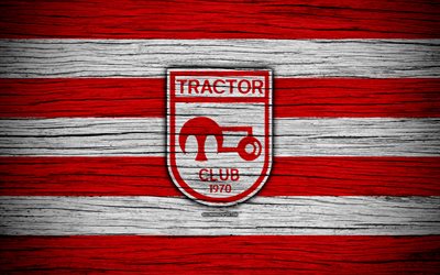4k, Tractor Sazi FC, logo, Golfo P&#233;rsico Pro League, futebol, Iraniana de futebol do clube, Iran, Tractor Sazi, textura de madeira, FC Tractor Sazi