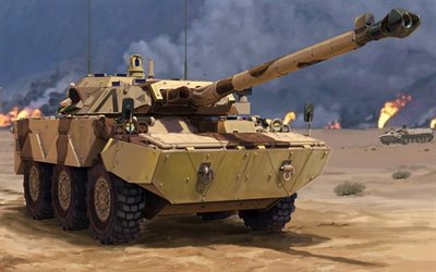 AMX-10RC, wheeled tank, French heavy armored car, art, drawing, Satory Military Vehicles, French Army, GIAT