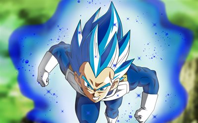 Super Saiyajin Azul, 4k, Vegeta, manga, DBS, Dragon Ball, Super Vegeta SSJ