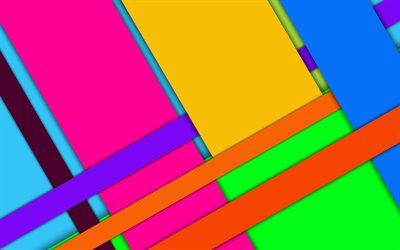 multicolored abstraction, material design, geometric background, android, shapes, lines, bright colors