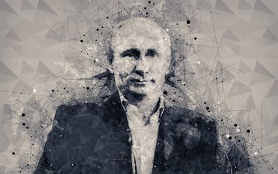 Vladimir Putin, 4k, Ordf&#246;randen f&#246;r den ryska Federationen, kreativa portr&#228;tt, ansikte, konst, politiker, Ryssland