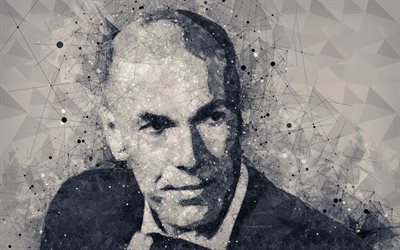 Zinedine Zidane, 4K, creative geometric portrait, face, French coach, Real Madrid, art, Spain, football