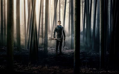 Robin Hood, 2018, Taron David Egerton, el actor Estadounidense, cartel, el bosque, el arquero