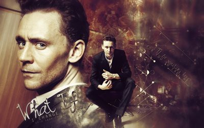 Tom Hiddleston, British actor, art, creative background, British celebrities