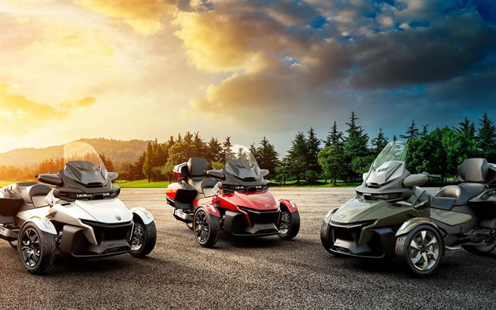 Can-Am Spyder RT Sea-to-Sky, 4k, 2021 bicicletas, triciclos, HDR, BRP