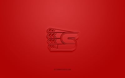Spokane Chiefs, creative 3D logo, red background, 3d emblem, American hockey team club, WHL, Washington, USA, Canada, 3d art, hockey, Spokane Chiefs 3d logo